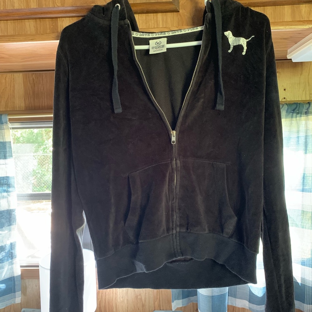 🎀 3/$20 PINK velvet zipper sweatshirt